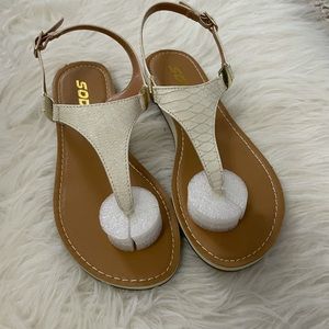 Cream and gold sandals